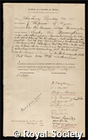 Poynting, John Henry: certificate of election to the Royal Society
