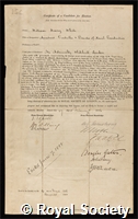White, Sir William Henry: certificate of election to the Royal Society