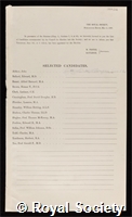 Selected Candidates: certificate of election to the Royal Society