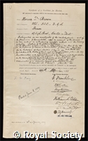 Brown, Horace Tabberer: certificate of election to the Royal Society