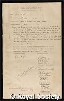 Yeo, Gerald Francis: certificate of election to the Royal Society