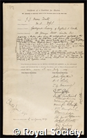 Teall, Sir Jethro Justinian Harris: certificate of election to the Royal Society