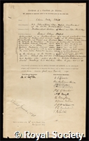 Elliott, Edwin Bailey: certificate of election to the Royal Society
