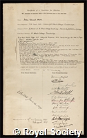 Marr, John Edward: certificate of election to the Royal Society