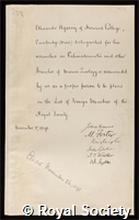 Agassiz, Alexander: certificate of election to the Royal Society