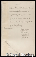 Strasburger, Eduard Adolf: certificate of election to the Royal Society