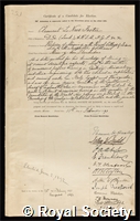 Foster, Sir Clement Le Neve: certificate of election to the Royal Society