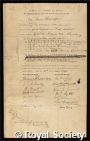 Thorneycroft, Sir John Isaac: certificate of election to the Royal Society