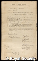 Young, Sydney: certificate of election to the Royal Society