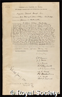 Love, Augustus Edward Hough: certificate of election to the Royal Society