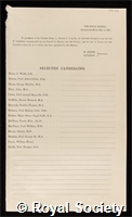 Selected Candidates: certificate of election to the Royal Society