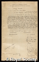Martin, Sidney Harris Cox: certificate of election to the Royal Society