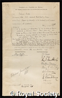 Purdie, Thomas: certificate of election to the Royal Society