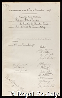 Gaudry, Jean Albert: certificate of election to the Royal Society