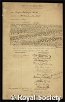 Hinde, George Jennings: certificate of election to the Royal Society