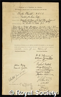 Stewart, Charles: certificate of election to the Royal Society