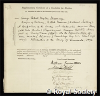 Murray, George Robert Milne: certificate of election to the Royal Society