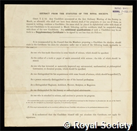 Windle, Sir Bertram Coghill Alan: certificate of election to the Royal Society