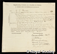 Burch, George James: certificate of election to the Royal Society