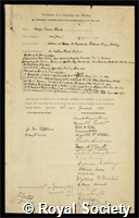 Burch, George James: certificate of election to the Royal Society