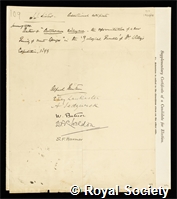 Lister, Joseph Jackson: certificate of election to the Royal Society