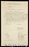 Gregory, John Walter: certificate of election to the Royal Society