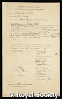 Martin, Sir Charles James: certificate of election to the Royal Society