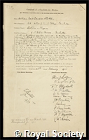 Dampier, Sir William Cecil: certificate of election to the Royal Society