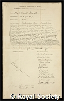 Newall, Hugh Frank: certificate of election to the Royal Society