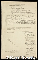 Pope, Sir William Jackson: certificate of election to the Royal Society