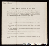 Mallock, Henry Reginald Arnulph: certificate of election to the Royal Society