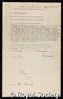 Meyrick, Edward: certificate of election to the Royal Society