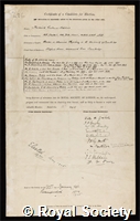 Hopkins, Sir Frederick Gowland: certificate of election to the Royal Society