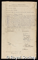 Searle, George Frederick Charles: certificate of election to the Royal Society