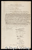 Andrews, Charles William: certificate of election to the Royal Society
