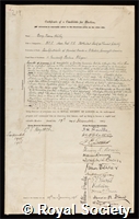 Beilby, Sir George Thomas: certificate of election to the Royal Society