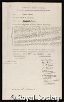 Heape, Walter: certificate of election to the Royal Society