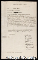 Heape, Walter: certificate of election to the Royal Society