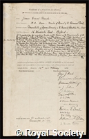 Marsh, James Ernest: certificate of election to the Royal Society