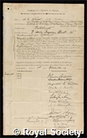 Wright, Sir Almroth Edward: certificate of election to the Royal Society