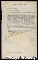 Dixon, Henry Horatio: certificate of election to the Royal Society