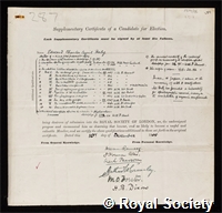 Baly, Edward Charles Cyril: certificate of election to the Royal Society