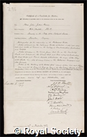 Jukes-Browne, Alfred John: certificate of election to the Royal Society