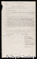 Kerr, Sir John Graham: certificate of election to the Royal Society