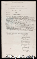 Smith, James Lorrain: certificate of election to the Royal Society
