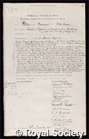 Bourne, Gilbert Charles: certificate of election to the Royal Society