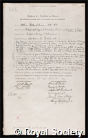 Coleman, Arthur Philemon: certificate of election to the Royal Society