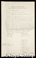 Cohen, Julius Berend: certificate of election to the Royal Society