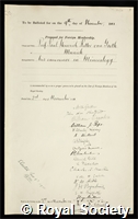 Groth, Paul Heinrich Ritter von: certificate of election to the Royal Society