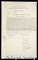 Boycott, Arthur Edwin: certificate of election to the Royal Society